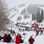 Aspen_Mountain_Schneetag-8877 There was an enthusiastic audience in attendance for the 2011 Schneetag outside of Bonnies on Aspen Mountain this year for closing day.